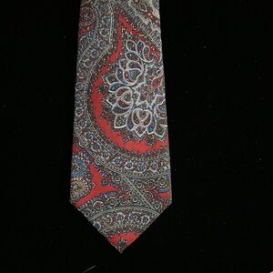 Dior Red and Blue Silk Paisley Tie